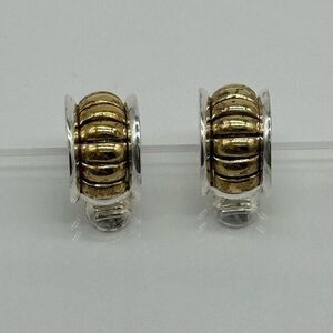 Napier Vintage Clip Earrings | Signed Napier & Japan | 2 Tone Timeless Earrings